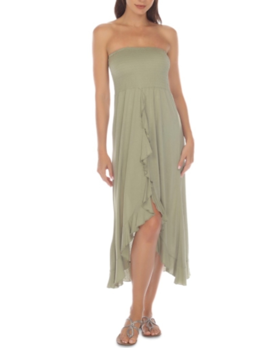 Raviya Women's Strapless High-Low Dress Cover-up Sage Size L 12313